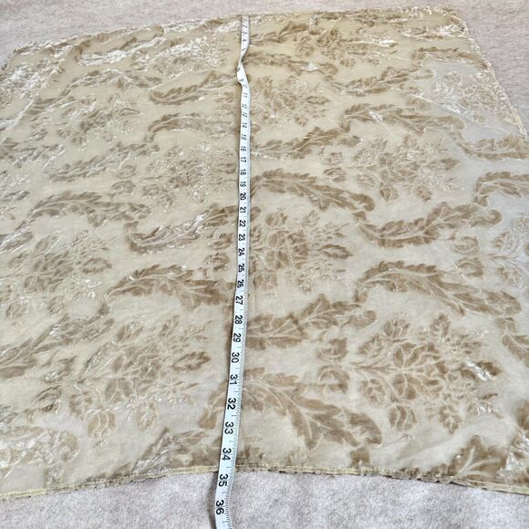 Taupe Velvet Burnout Floral Scarf Shawl Wrap 35x35 Whimsigoth Romantic Boho - Picture 4 of 4